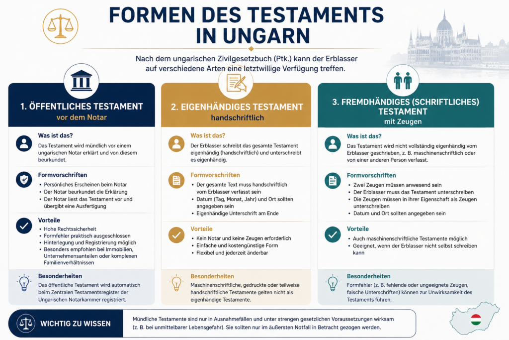 Testament in Ungarn: Übersicht über die Formen eines Testaments nach ungarischem Recht